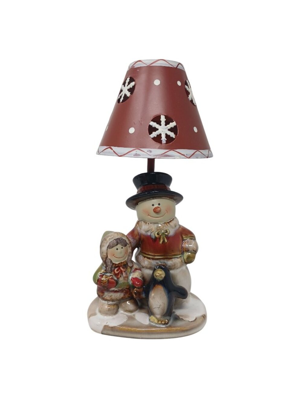 Snowman Tea Light Holder Lamp Yankee Candle Ronnie Walter Ceramic Decor #LR